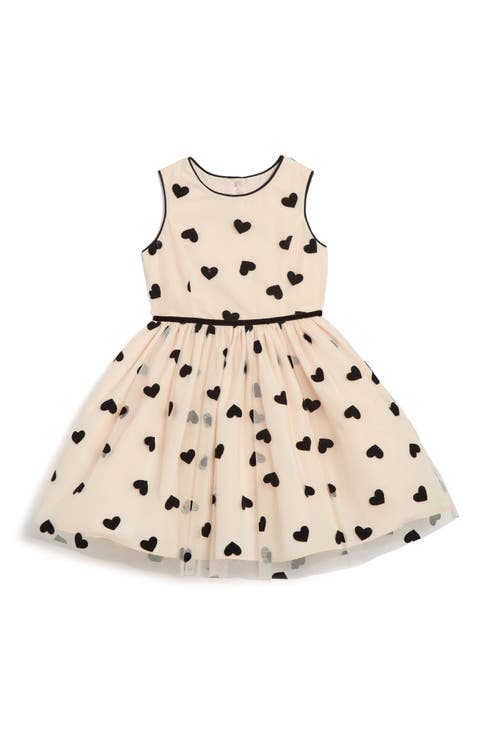 Kids' Flocked Heart Sleeveless Fit & Flare Dress (Toddler & Little Kid)