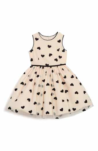 Pippa & Julie Kids' Flocked Heart Sleeveless Fit & Flare Dress