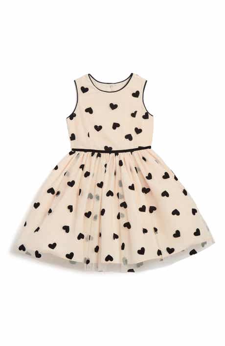 Pippa & Julie Kids' Flocked Heart Sleeveless Fit & Flare Dress