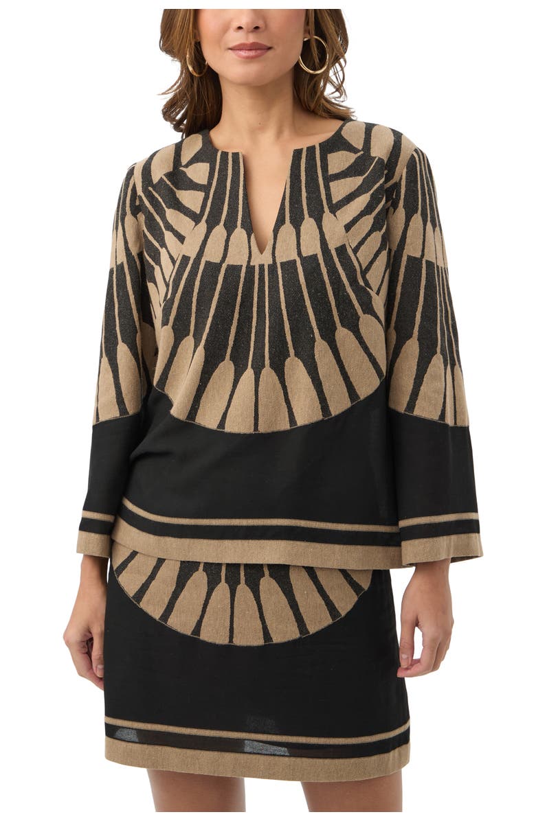 Trina Turk Amy Fil Coupe Top, Alternate, color, Black/Camel