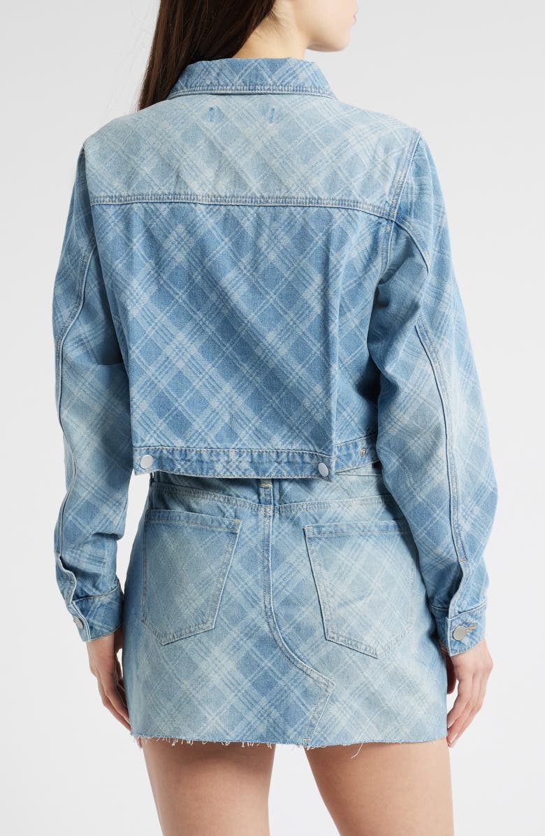 PTCL Lani Plaid Crop Denim Jacket, Alternate, color, Light Indigo