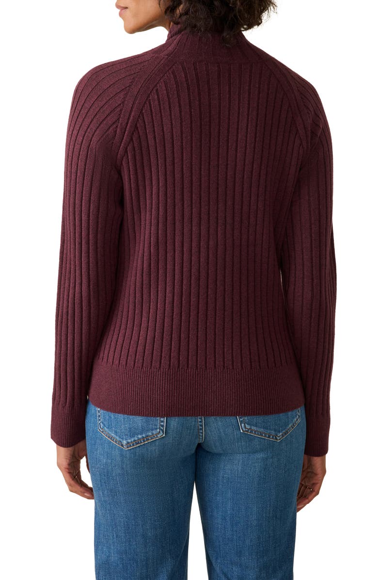 Faherty Jackson Mock Neck Cotton Blend Rib Sweater, Alternate, color, Huckleberry Heather