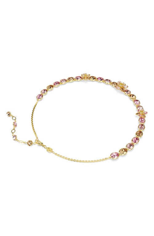 Swarovski Idyllia Crystal Flower Bracelet In Burgundy