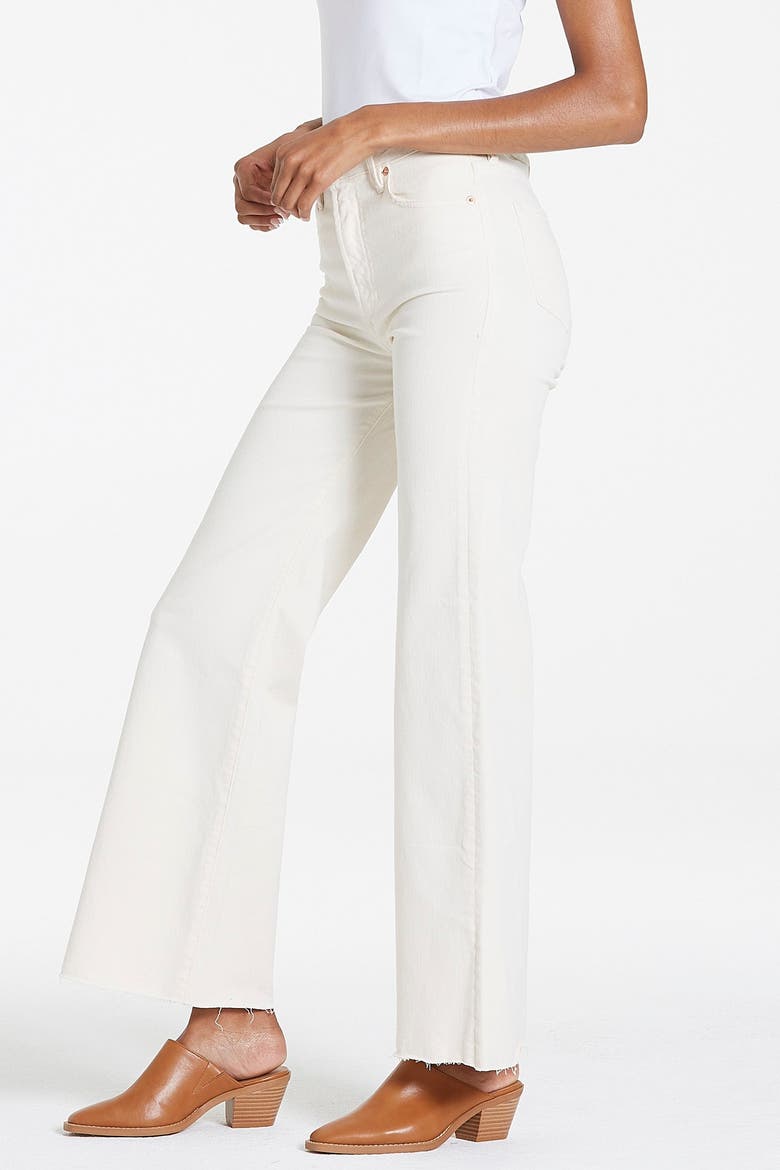 Fiona High-Rise Raw Hem Wide Leg Jeans, Alternate, color, Wheat
