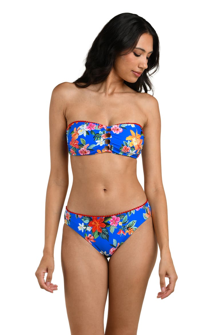 Floral Cutout Bandeau Bikini Top, Alternate, color, BLUE MULTI