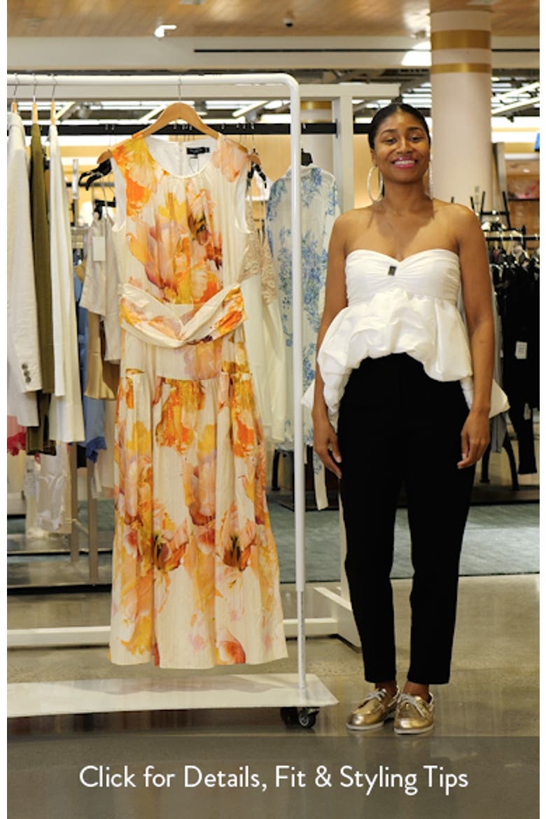 Metallic Floral Wrap Waist Cotton Blend Maxi Dress video