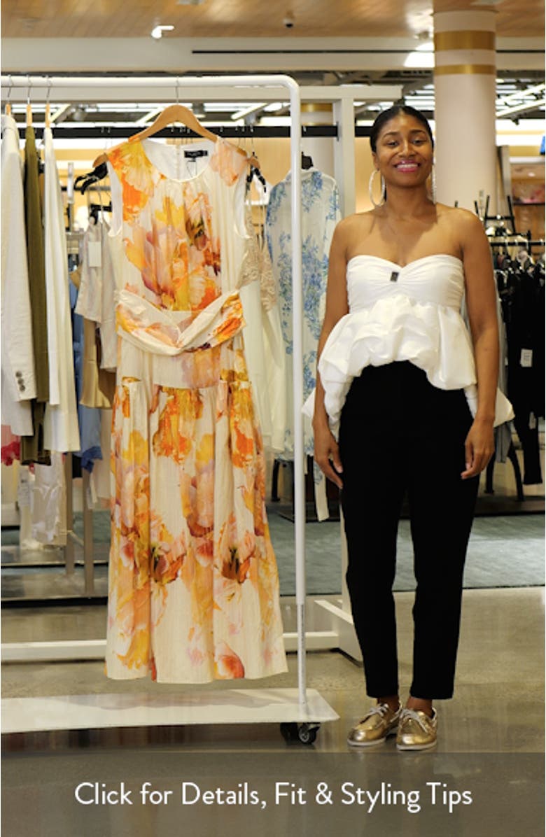 Metallic Floral Wrap Waist Cotton Blend Maxi Dress, sales video thumbnail