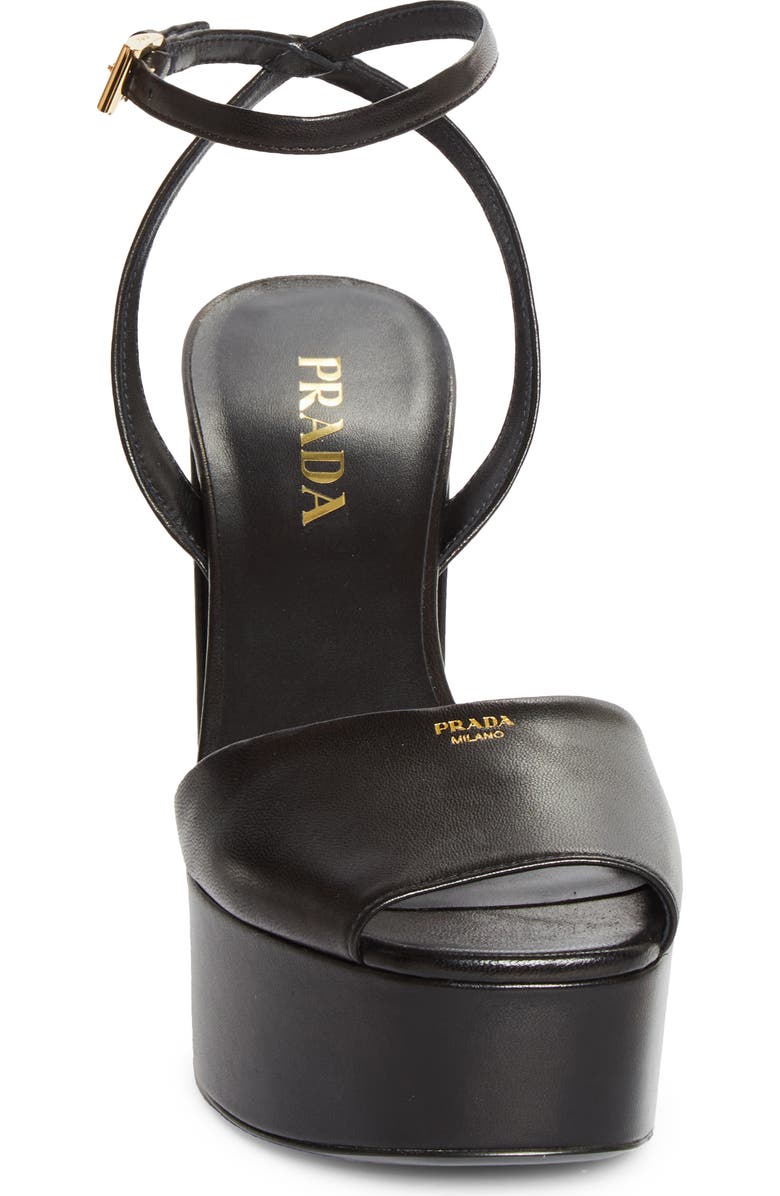 Prada Peep Toe Platform Sandal, Alternate, color, Nero