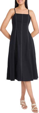 Maggy London Seam Detail Fit & Flare Midi Dress