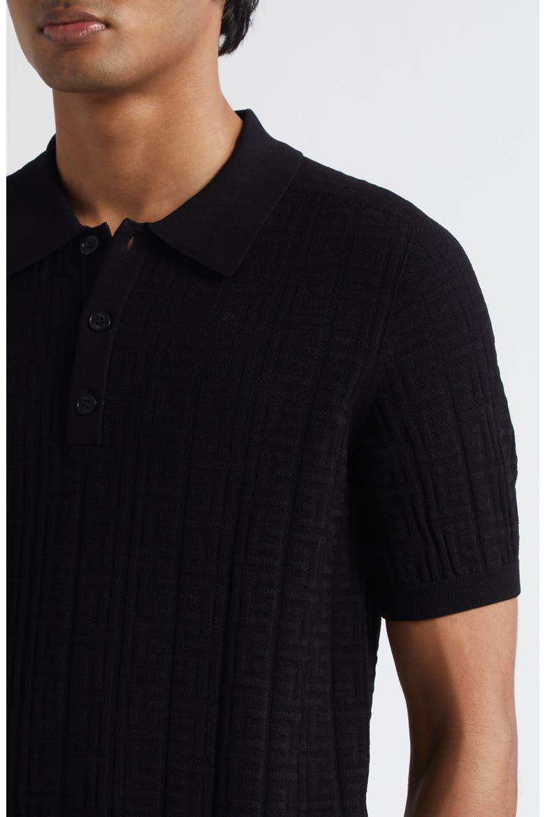 Monogarm Jacqurd Polo Sweater, Alternate, color, 0PA BLACK