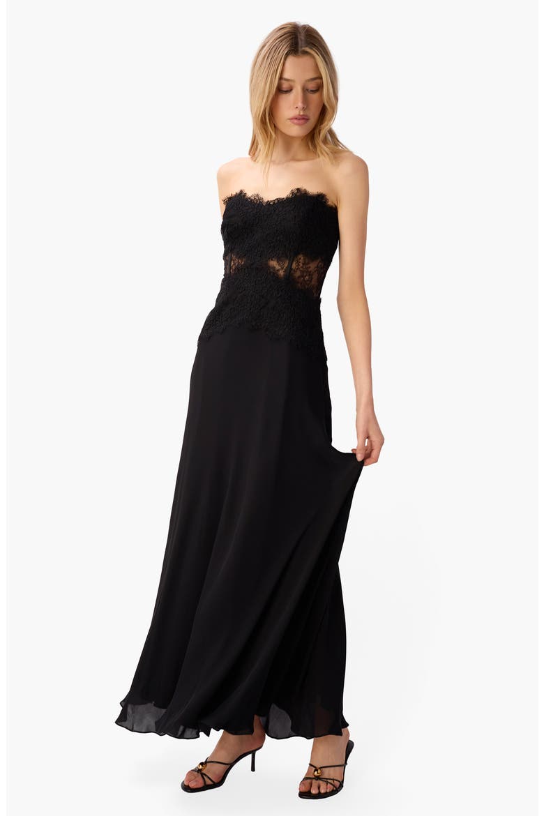 Lucienne Strapless Gown, Alternate, color, BLACK