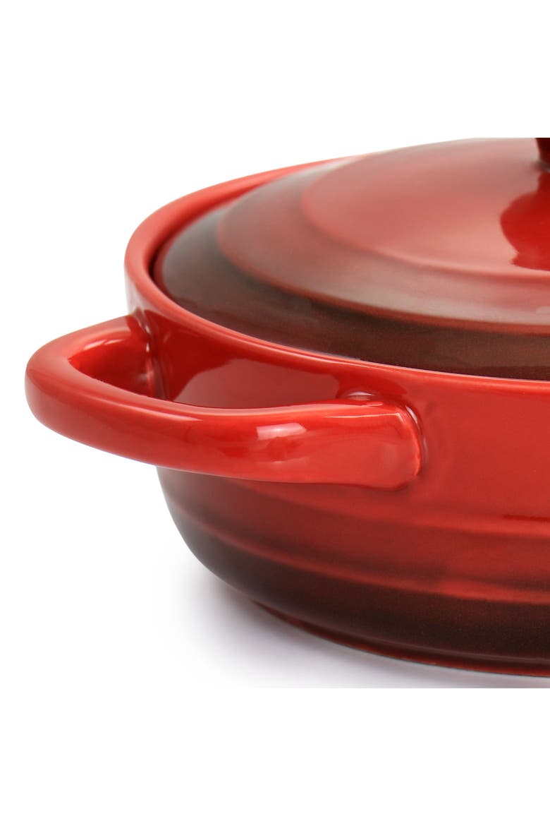 Appleton 6 Piece 10 Ounce Stoneware Mini Casserole Set, Alternate, color, Red