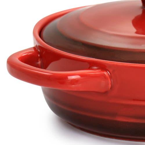 Crock-pot Appleton 6 Piece 10 Ounce Stoneware Mini Casserole Set In Red With Lid In Red