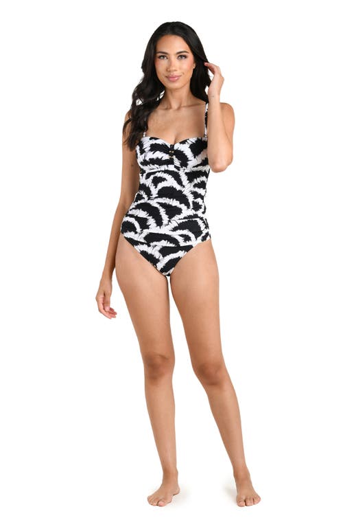 La Blanca Woven Shadows Bandeau One-piece Swimsuit In Black