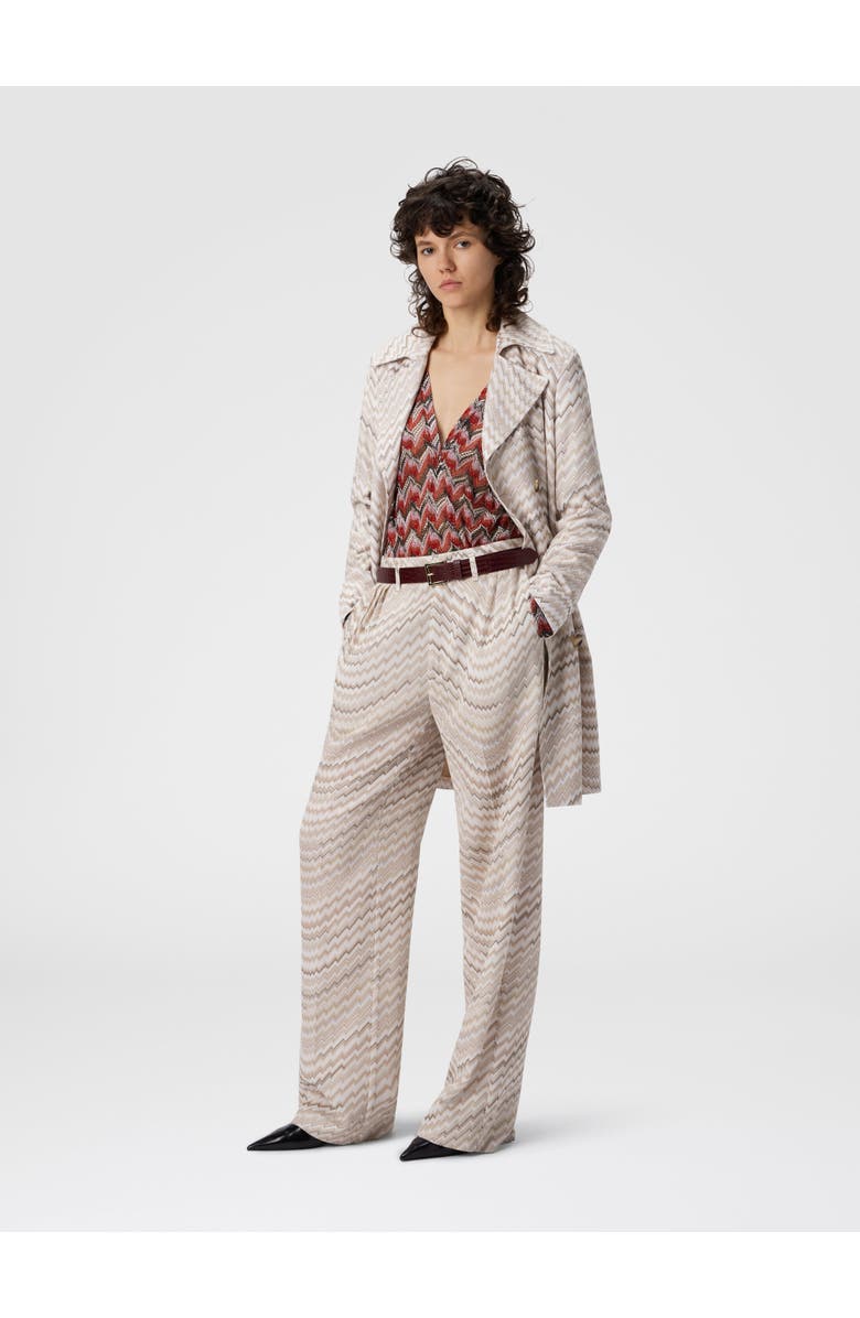 Missoni Double-breasted Trench Coat With Wavy Zigzag Pattern, Alternate, color, White
Beige