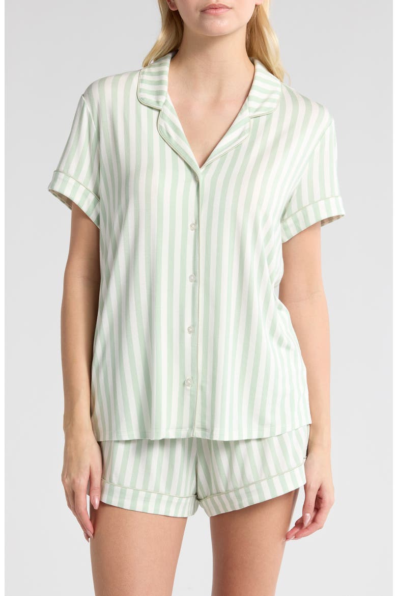 Moonlight Eco Short Pajamas, Main, color, GREEN SIGH MEDIUM STRIPE