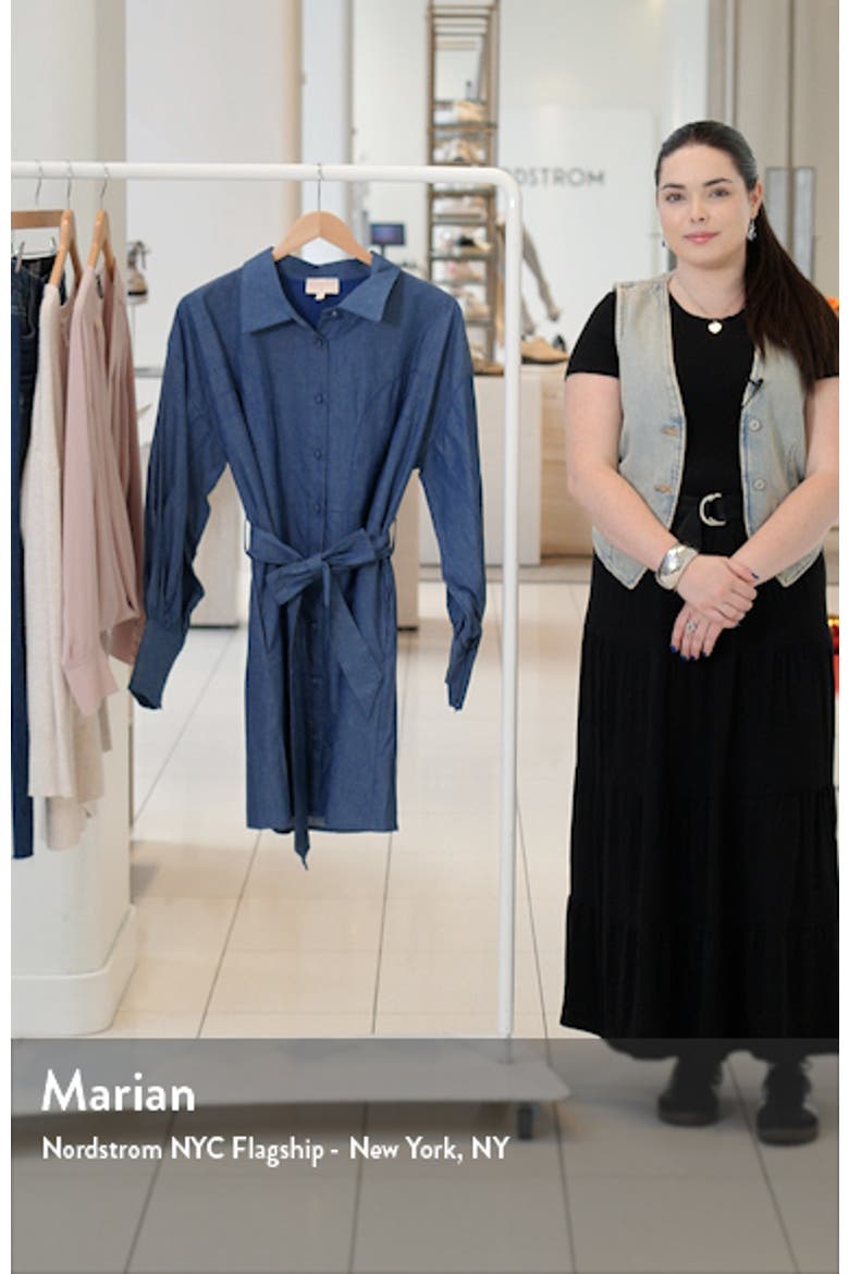 Embroidered Long Sleeve Denim Mini Shirtdress video