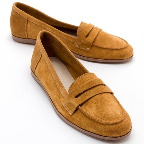 Forever & Always Shoes Dorothy Leather Loafer In Mustard Suede