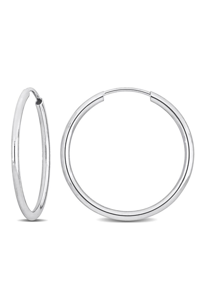 14K Gold Hoop Earrings, 20mm, Main, color, WHITE GOLD