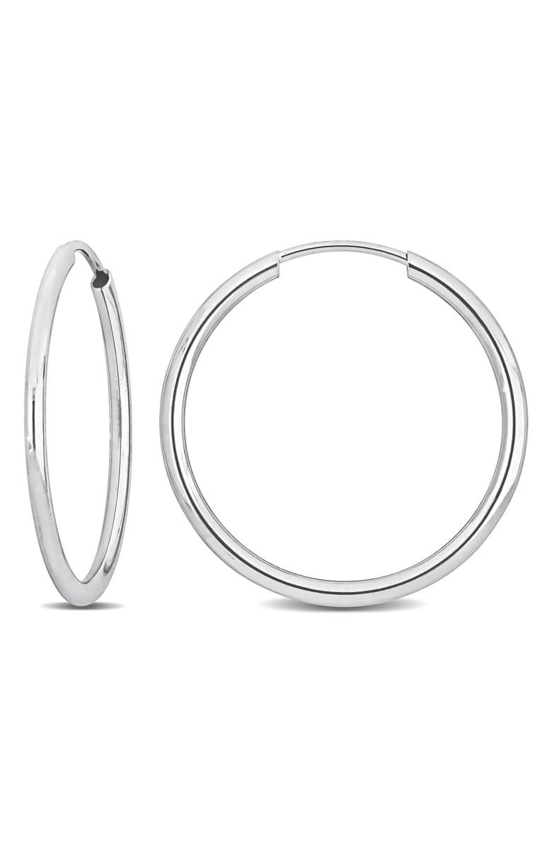 DELMAR 14K Gold Hoop Earrings, 20mm, Main, color, White Gold