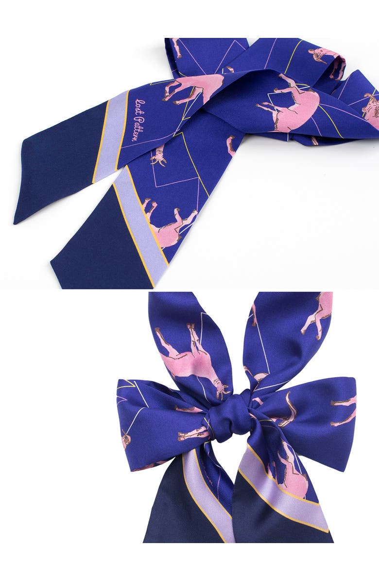 Lost Pattern "Antelope" Silk Skinny Scarf, Alternate, color, Indigo