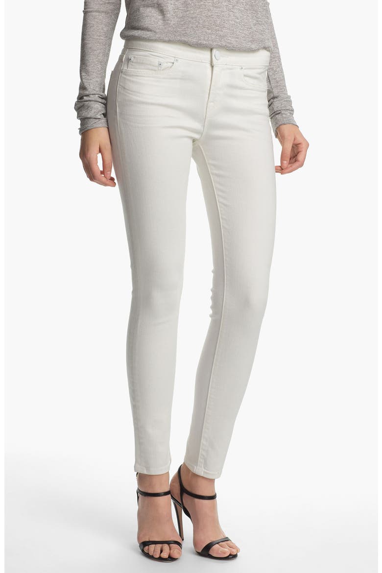 Colored Skinny Stretch Ankle Jeans, Main, color, WHITE