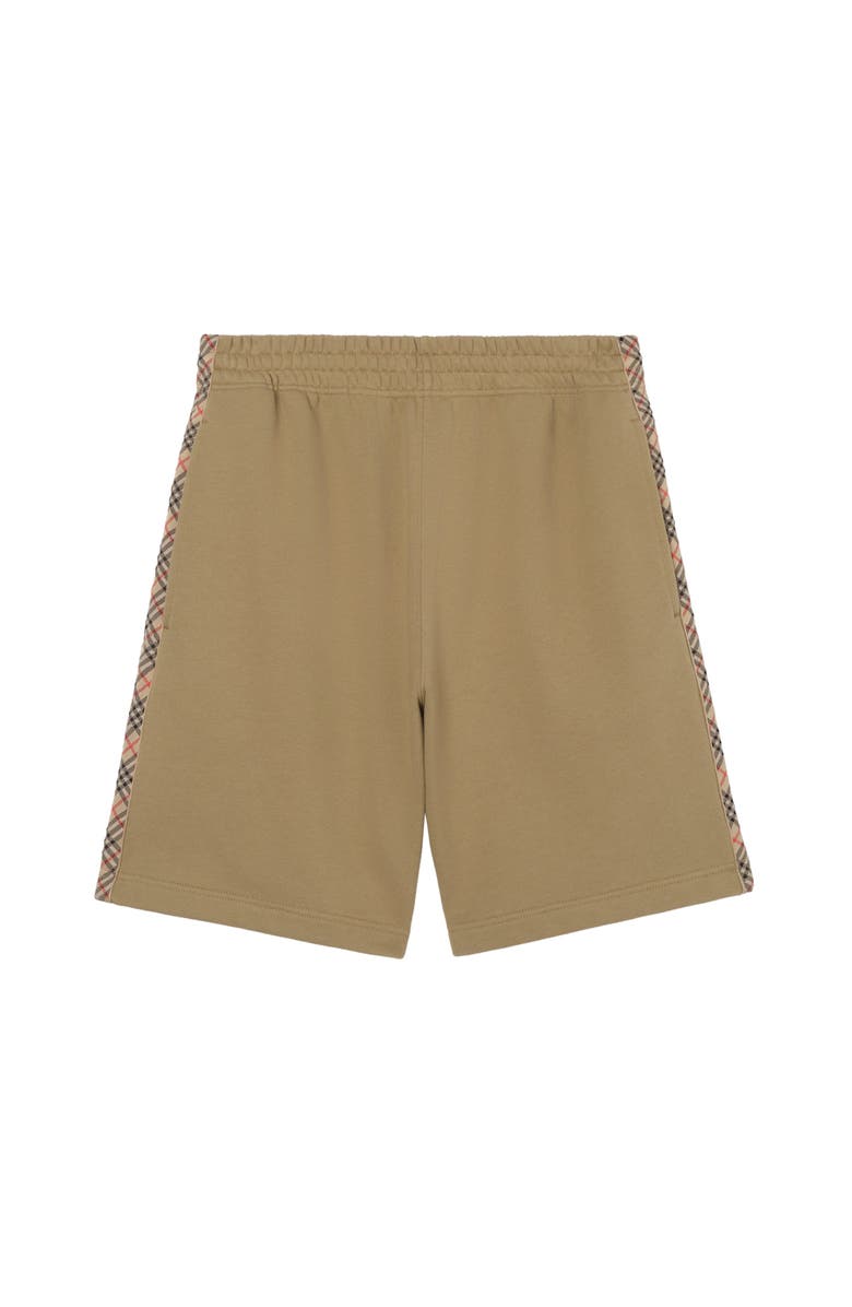 Burberry Check Trim Cotton Shorts, Main, color, Sparrow Beige