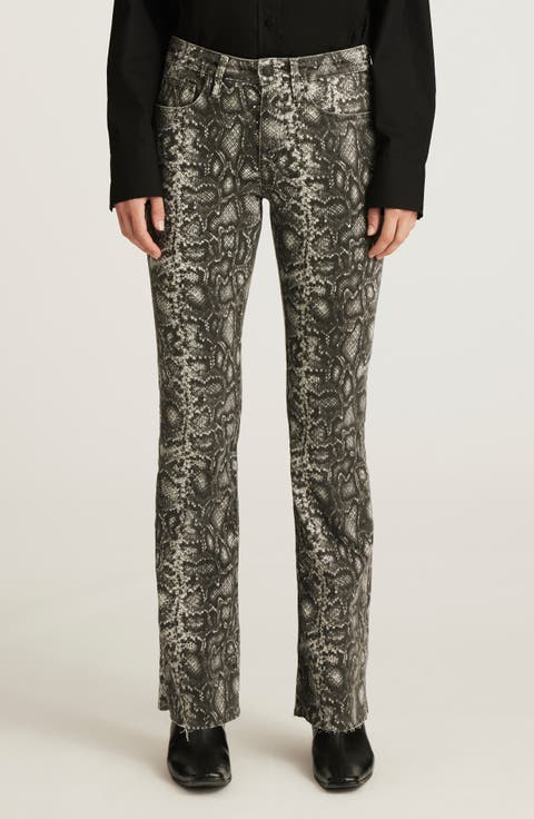 Vicky Snake Print Mid Rise Bootcut Jeans (Smoke Snake Denim)