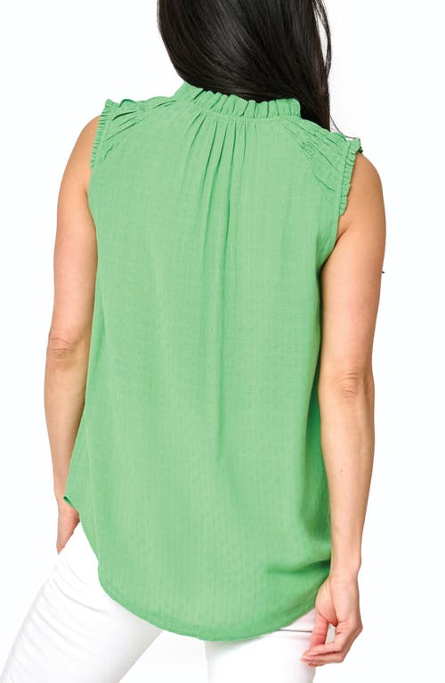 GIBSONLOOK GIBSONLOOK SLEEVELESS SMOCKED SHOULDER BUTTON-UP TOP 