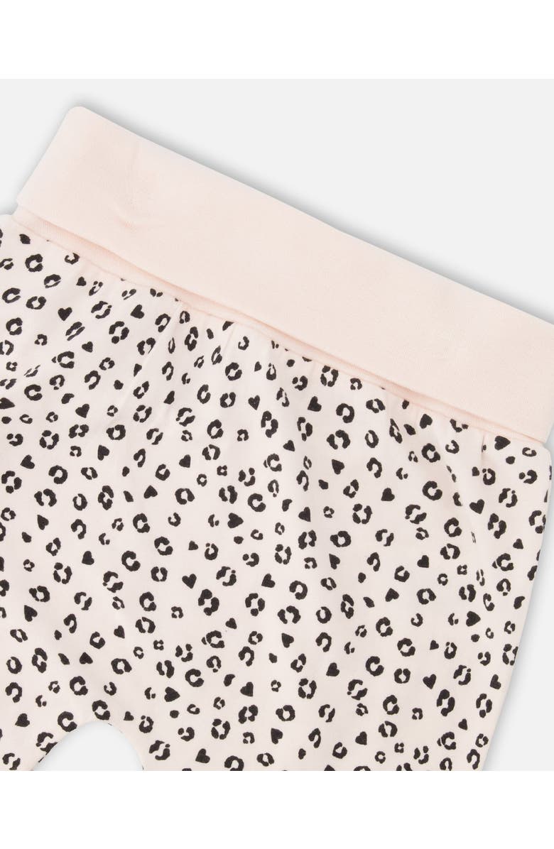 Deux par Deux Organic Cotton Jersey Peach Printed Sweater and Pants Set, Alternate, color, Peach Animal Print