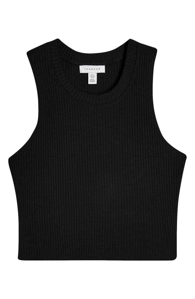 Topshop Wide Rib Racerback Cotton Blend Crop Tank Top, Alternate, color, 