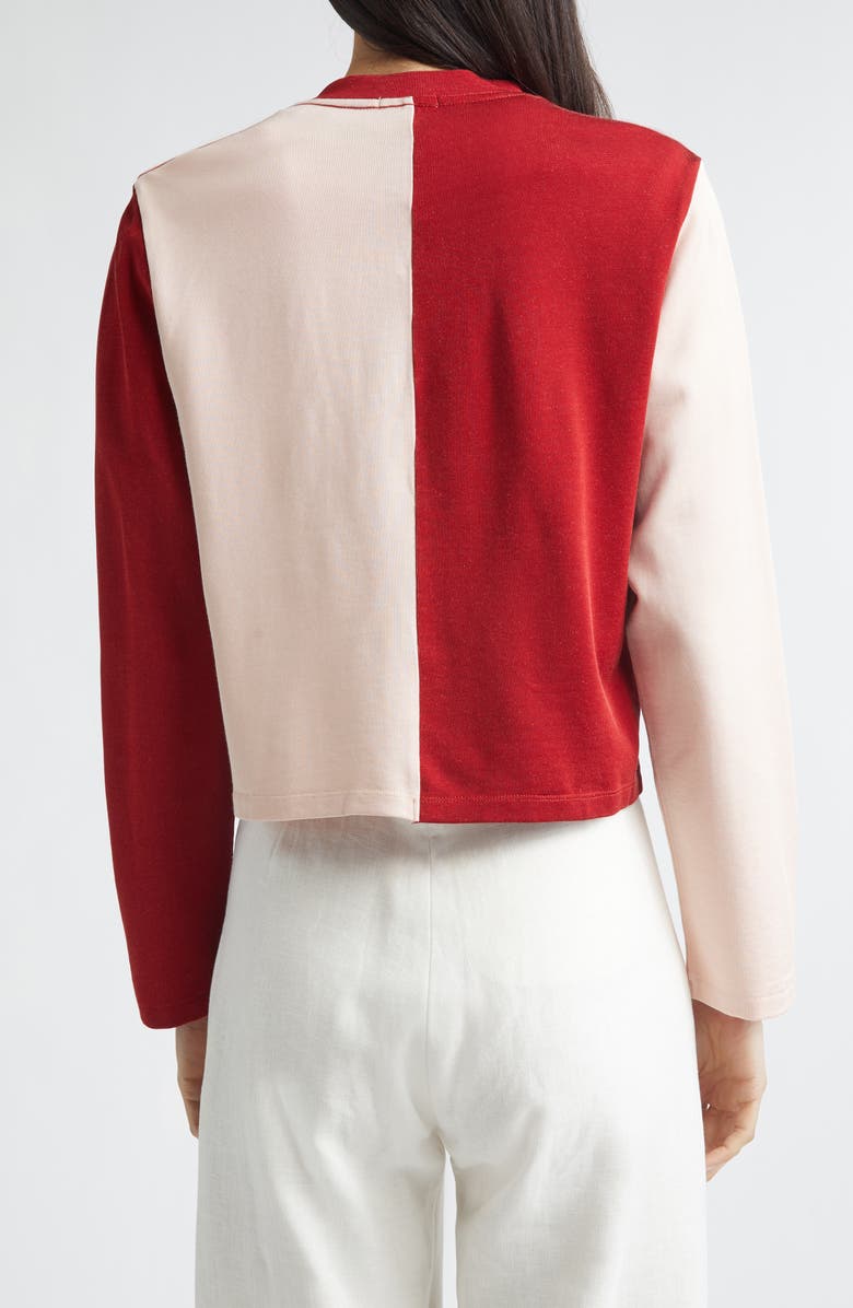 Bode Wonderland Colorblock Cardigan, Alternate, color, Red Pink