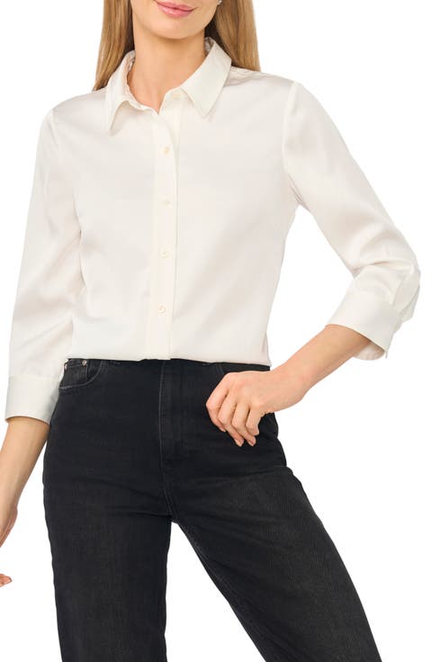 Button Front Satin Shirt