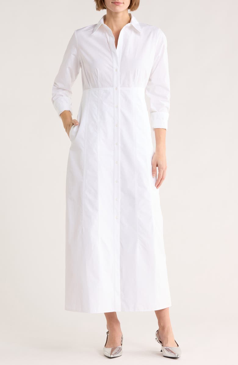 TWP Fiona Long Sleeve Shirtdress, Main, color, White