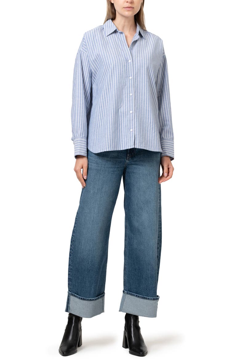 Stripe Button-Up Shirt, Alternate, color, BLUE STRIPE