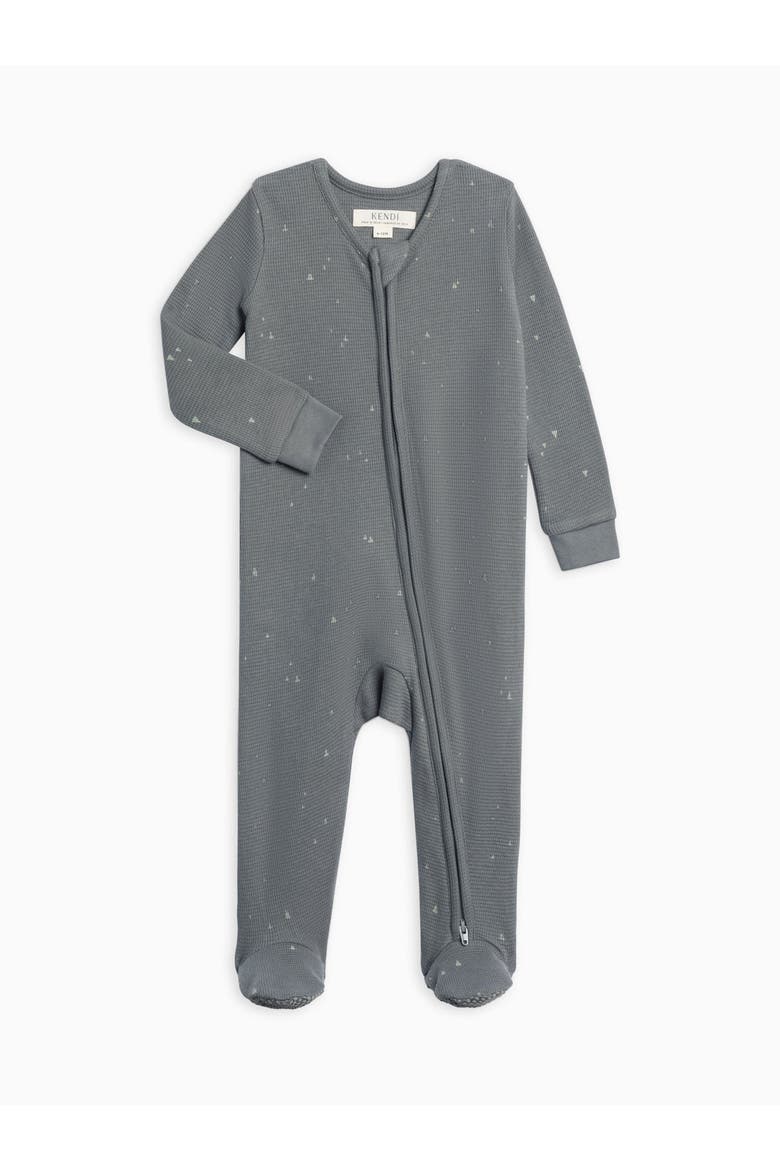 Lane Waffle Knit Footed Sleeper, Main, color, Triangle / Agave