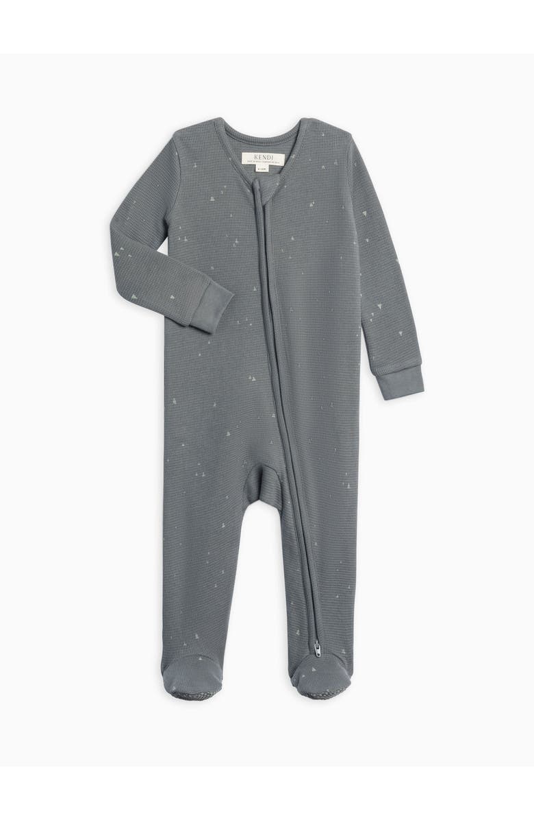 Kendi Lane Waffle Knit Footed Sleeper, Main, color, Triangle / Agave