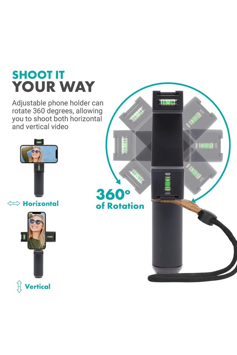 P-3 Rotating Smartphone Tripod Mount with Vertical and Horizonal Positions, Alternate, color, Black