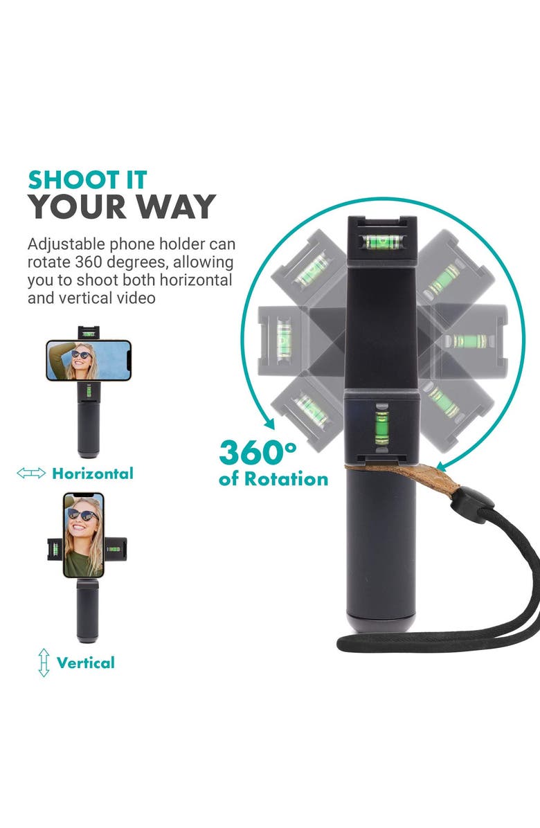 MOVO PR-3 Rotating Smartphone Grip Handle Rig with Vertical and Horizontal Positions, Alternate, color, Black