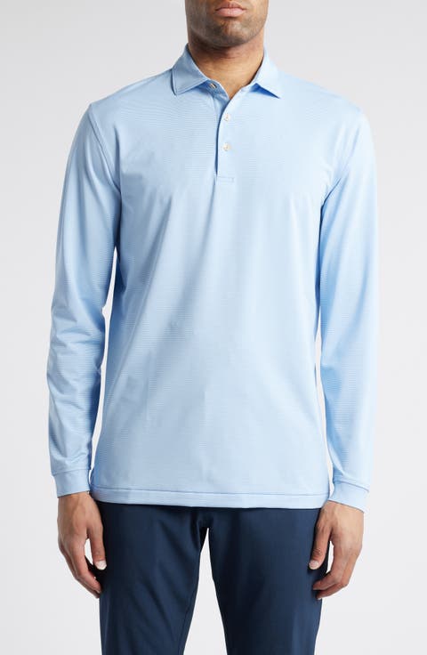 Jubilee Stripe Long-Sleeve Performance Jersey Polo