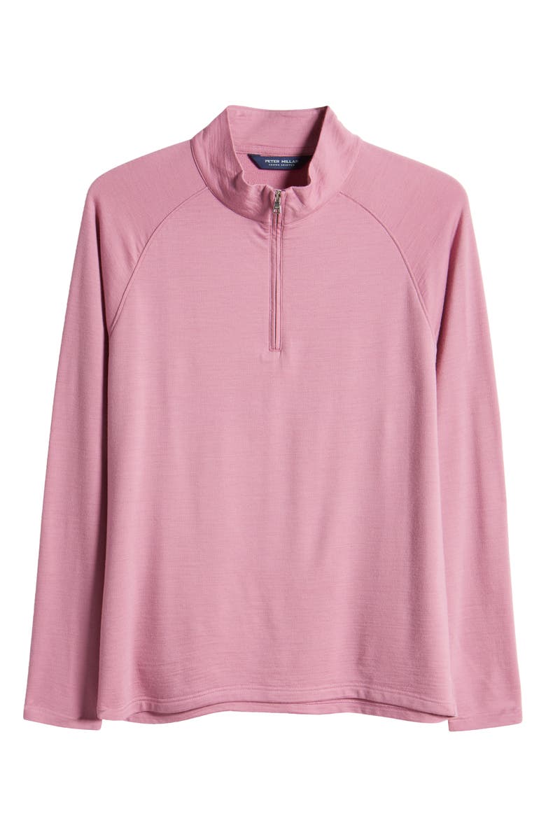 Peter Millar Crown Crafted Excursionist Flex Merino Wool Blend Quarter Zip Pullover, Alternate, color, Valencia