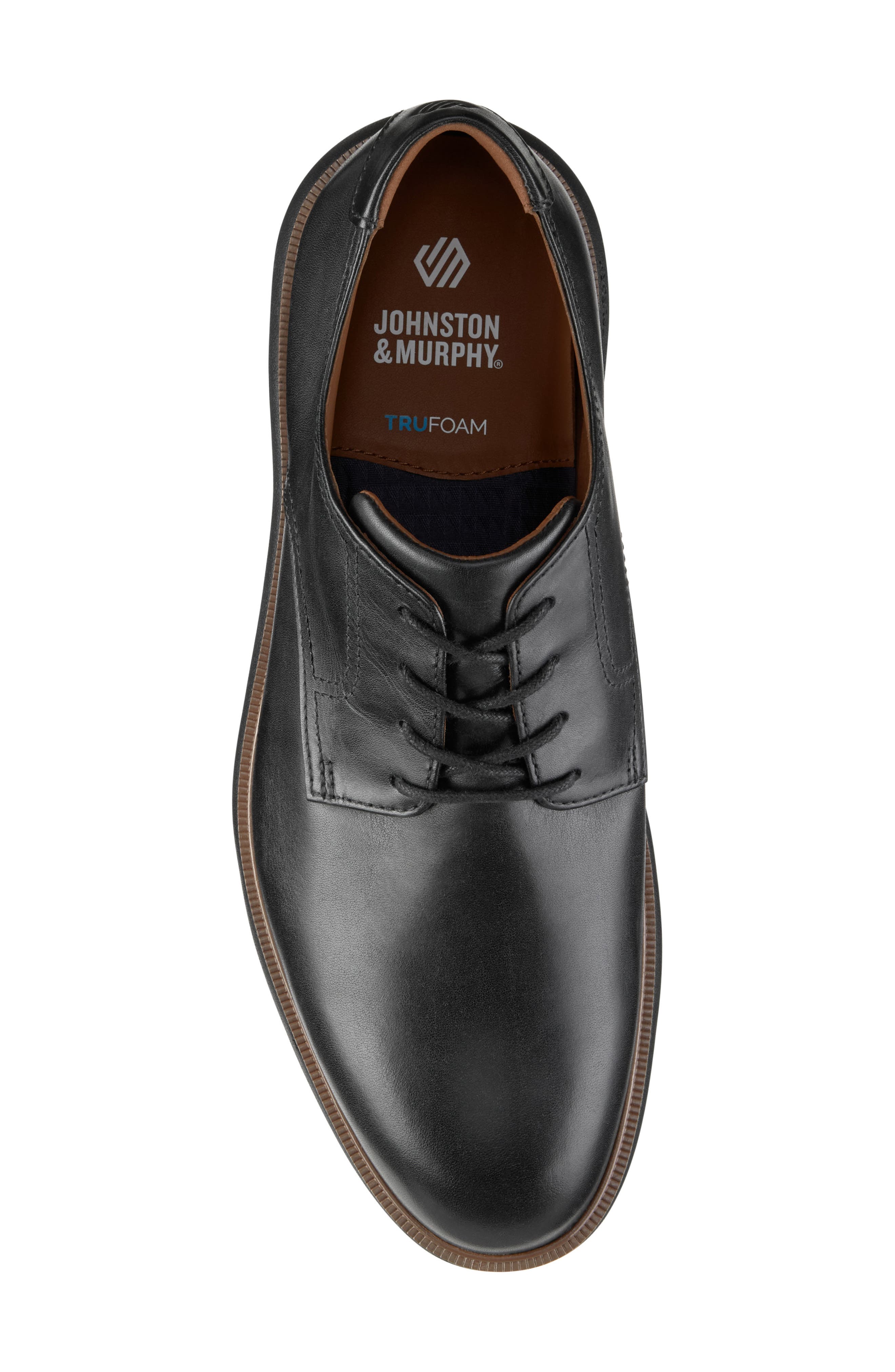 Johnston & Murphy Larkin Plain Toe Derby, Alternate, color, Black Italian Calfskin