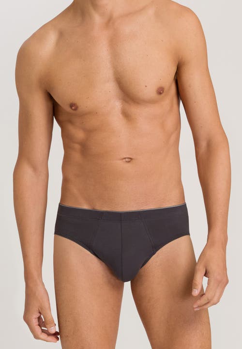 Hanro Cotton Essentials Cotton Brief In Coal Grey