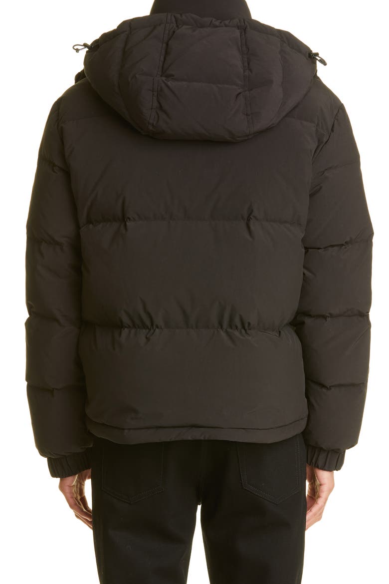 Bouclé Patch Down & Feather Fill Hooded Puffer Jacket, Alternate, color, BLACK