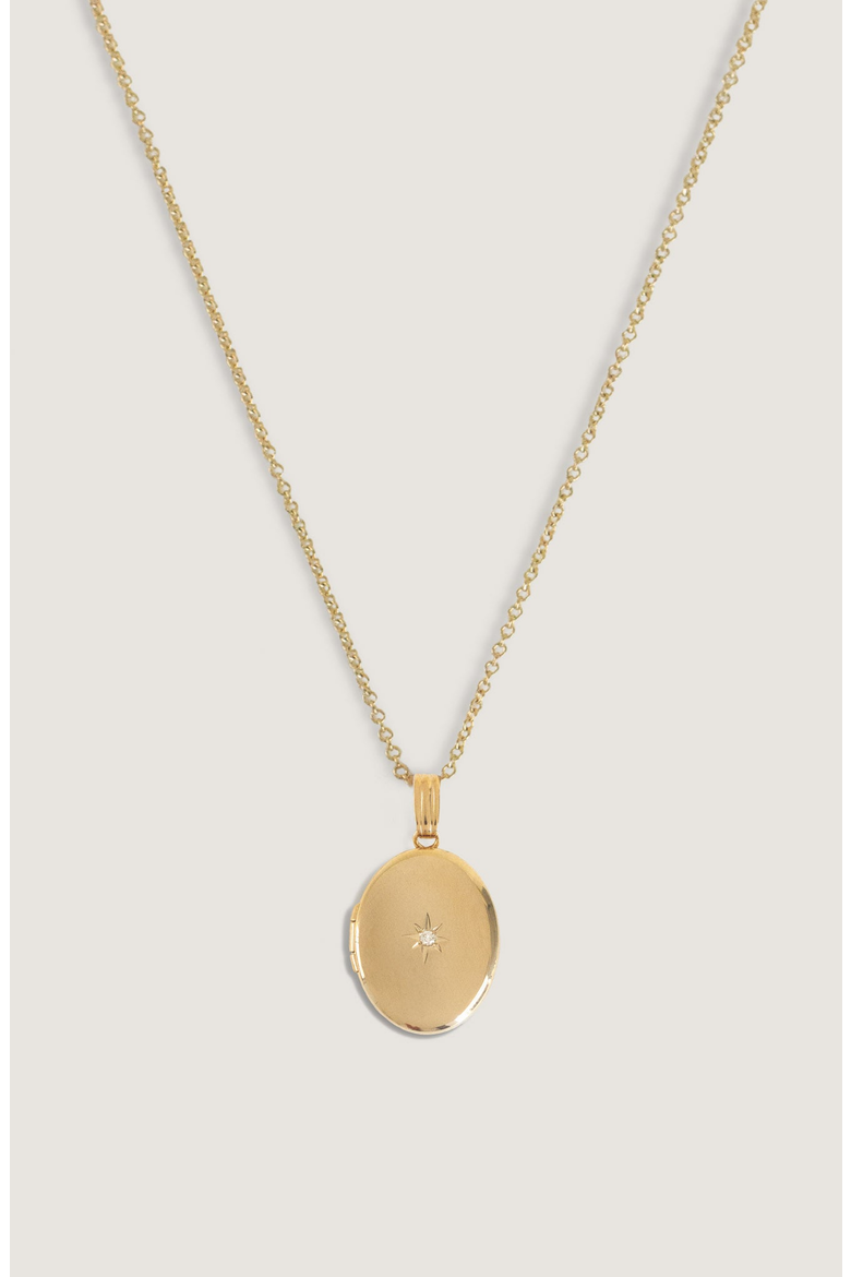 Maison Oval Locket Necklace Diamond, Alternate, color, Gold - Micro Rolo Chain