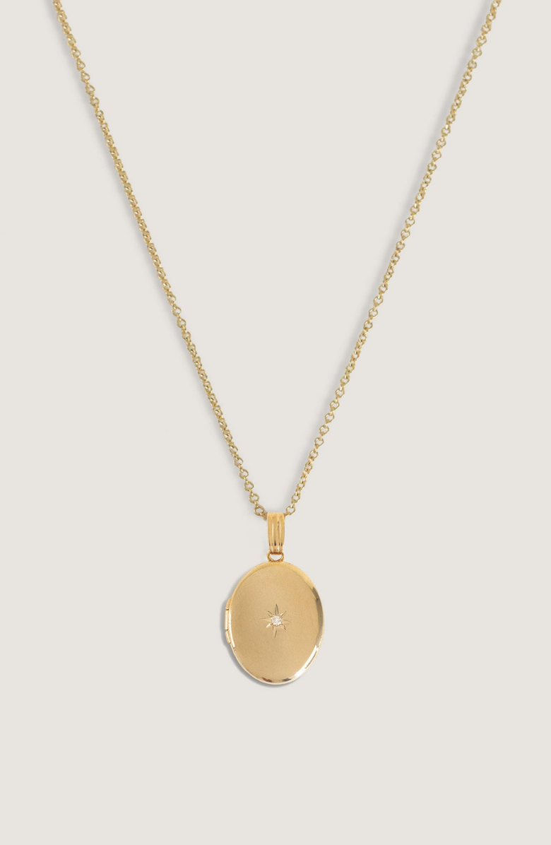 Kinn Maison Oval Locket Necklace Diamond, Alternate, color, Gold - Micro Rolo Chain