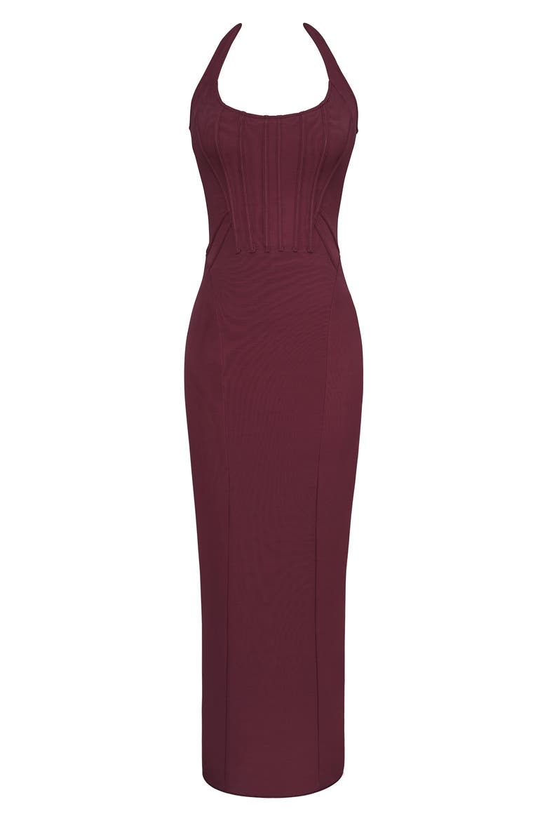 Lusilla Halter Powermesh Body-Con Cocktail Dress, Alternate, color, GRAPE
