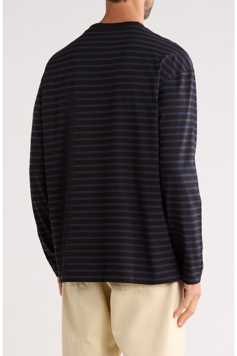 Striped Graphic Long Sleeve T-Shirt, Alternate, color, BLACK