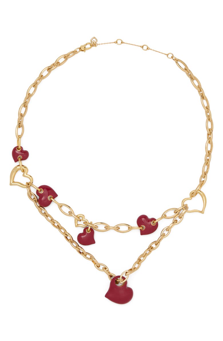 Kate Spade New York heart statement necklace, Main, color, Dark Scarlet