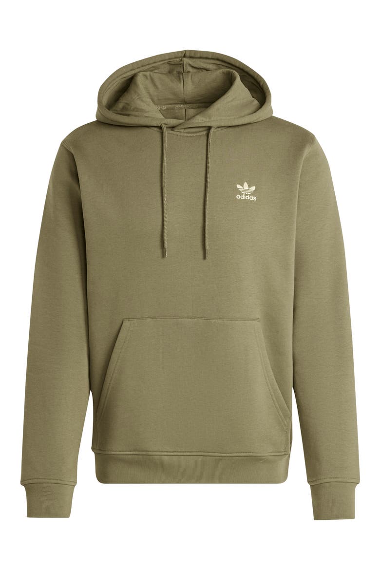 Essentials Trefoil Hoodie, Alternate, color, OLIVE STRATA
